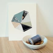 "Stitched Geode 3" - Original Mixed Media in blue by christy dehoog johnson