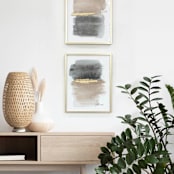 "Traces of Light No. 2 - Embellished Print" - Original Mixed Media in beige by Julia Contacessi