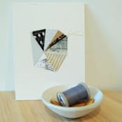 "Stitched Geode 5" - Original Mixed Media in black by christy dehoog johnson