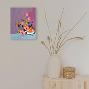 "Satsumas & Flowers" - Original Mixed Media in multicolor by Nicole Simms