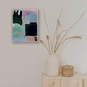 "Pink Flower Above It All" - Original Mixed Media in multicolorassorted-colors by Nicole Simms