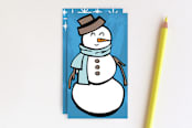 "Jolly Snowman" - Stationery in Blue by Tiendita Arroyo™ - Front
