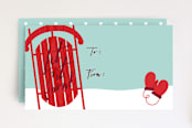 "Snow Sleigh" - Stationery in Blue by Shari Margolin - Front