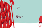 "Snow Sleigh" - Stationery in Blue by Shari Margolin - Close-Up