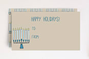 "Rustic Menorah Gift Cards" - Stationery in Dusty Blue by Lisa Travis - Front