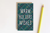 "Plaid Winter Scarf Tag" - Stationery in Teal by Amber Barkley - Front
