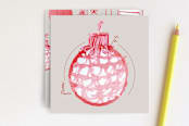 "Painted Ornaments Tag" - Stationery in Holly Red by Carole Crohan - CaroleeXpressions - Front