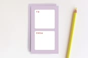 "Geometric XO Valentine's Day Gift Tag" - Stationery in Lavender by Amber Barkley - Back