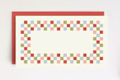 "Checkered Christmas Place Card" - Stationery in Crimson by Amber Barkley - Front