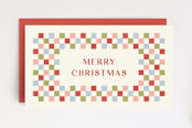 "Checkered Christmas Gift Tag" - Stationery in Crimson by Amber Barkley - Front