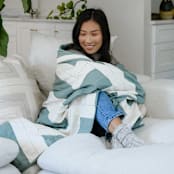 "Interlock Quilt Throw - Spruce" - Blankets and Throws in green by Anchal