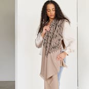 "Flo Brown Cream Handwoven Merino Throw" - Blankets and Throws in brown by Anjali Purohit