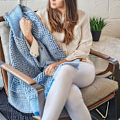 "Macaroon Sky Merino Throw" - Blankets and Throws in blue by Anjali Purohit