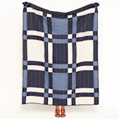 "Patchwork Plaid Quilt Throw - Navy" - Blankets and Throws in blue by Anchal