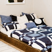 "Patchwork Plaid Quilt Throw - Navy" - Blankets and Throws in blue by Anchal