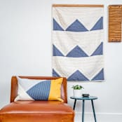 "Small Triangle Quilt Throw - Slate" - Blankets and Throws in blue by Anchal