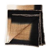 "Siro Brown And White Ombre Textured Throw  In Hand Spun Merino And Hand Stitched Hem" - Blankets and Throws in brown by Anjali Purohit