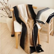 "Siro Brown And White Ombre Textured Throw  In Hand Spun Merino And Hand Stitched Hem" - Blankets and Throws in brown by Anjali Purohit