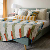 "Stamp Quilt Throw" - Blankets and Throws in multicolor by Anchal