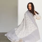 "Flo White Gray Soft Meirno Throw" - Blankets and Throws in gray by Anjali Purohit