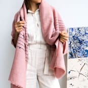 "Rosewood Throw" - Blankets and Throws in pink by Anjali Purohit