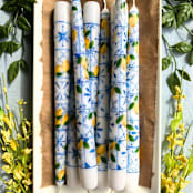 "Set of 2 Amalfi Italian Tile and Lemon Taper Candles" - Candles and Holders in white by Emily de Moraes