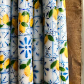 "Set of 2 Amalfi Italian Tile and Lemon Taper Candles" - Candles and Holders in white by Emily de Moraes