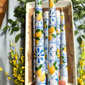 "Set of 2 Amalfi Italian Tile and Lemon Taper Candles" - Candles and Holders in white by Emily de Moraes