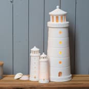 "Beyond The Sea Lighthouse Tealight Holder - Medium 7.1"" - Candles and Holders in white by Räder Designs