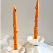 "Orange Pumpkin Taper Set" - Candles and Holders in orange by Over By The Moon