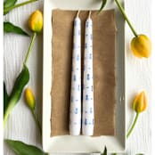 "Set of 2 Delft Tulip Hand-Painted Taper Candles" - Candles and Holders in white by Emily de Moraes