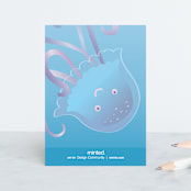 "jelly like you" - Personal Stationery in ocean by Deborah Chou - Back of Card