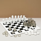 "Noodle Chess & Checkers Set Black & White" - Decorative Object in multicolor by Tina Frey