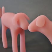 "4Legged Friend Le Chien Sculpture Woofy Pink" - Decorative Object in pink by Tina Frey