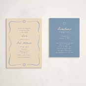 "Framed Star of David" - Mitzvah Direction Cards in Sky by Stephanie Heinrich Godbout - With Invitation