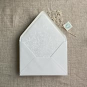 "White Adorable wild floral vellum envelope liner for A7 euro flap envelope | pack of 10" - Envelope Liners in white by Ivory Invitations