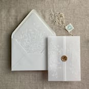 "White Adorable wild floral vellum envelope liner for A7 euro flap envelope | pack of 10" - Envelope Liners in white by Ivory Invitations
