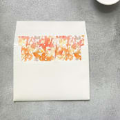 "Fall Foliage Watercolor Square Envelope Liner | Set of 10 | For 5x7” invitations" - Envelope Liners in orange by Cotton and Bow