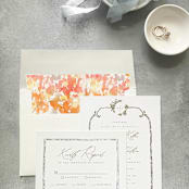 "Fall Foliage Watercolor Square Envelope Liner | Set of 10 | For 5x7” invitations" - Envelope Liners in orange by Cotton and Bow