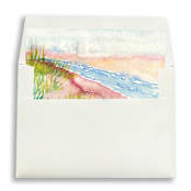 "Beach Watercolor Square Envelope Liner | Set of 10 | For 5x7” invitations " - Envelope Liners in multicolor by Cotton and Bow