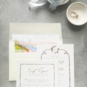 "Beach Watercolor Square Envelope Liner | Set of 10 | For 5x7” invitations " - Envelope Liners in multicolor by Cotton and Bow