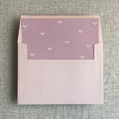 "Old rose baby ribbon bows envelope liner for A7 square flap envelope | pack of 10" - Envelope Liners in pink by Ivory Invitations