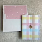 "Old rose baby ribbon bows envelope liner for A7 square flap envelope | pack of 10" - Envelope Liners in pink by Ivory Invitations