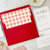 "A7 Envelope Liners Holiday Gingham Red (set of 10) Square" - Envelope Liners in red by Design by Laney