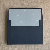 "Steel blue baby ribbon bows envelope liner for A7 square flap envelope | pack of 10" - Envelope Liners in blue by Ivory Invitations