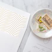 "A7 Envelope Liners Gold Waves Square Flap (set of 10)" - Envelope Liners in gold by Design by Laney