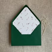 "Holiday candy cane printed printed envelope liner for A7 euro flap envelope  | pack of 10" - Envelope Liners in red by Ivory Invitations