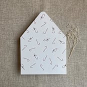 "Holiday candy cane printed printed envelope liner for A7 euro flap envelope  | pack of 10" - Envelope Liners in red by Ivory Invitations