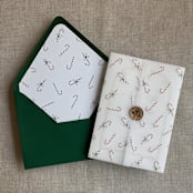 "Holiday candy cane printed printed envelope liner for A7 euro flap envelope  | pack of 10" - Envelope Liners in red by Ivory Invitations