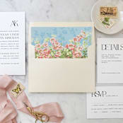 "A7 Envelope Liners Blue and Pink Florals Square Flap (set of 10)" - Envelope Liners in pink by Design by Laney